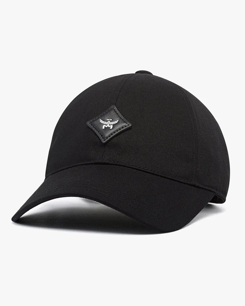 MCM Kappe Essential aus Baumwoll-Twill mit rautenförmigem Logoaufnäher Black