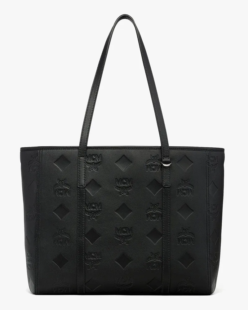 MCM Toni Shopper mit Reissverschluss oben aus Leder mit Maxi-Monogramm Black