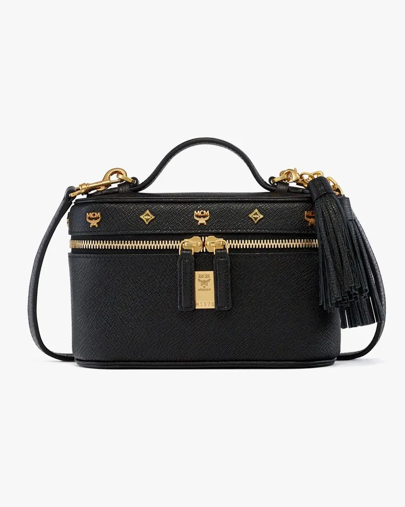MCM Pina Kosmetiktasche aus Kalbsleder mit Nieten Black