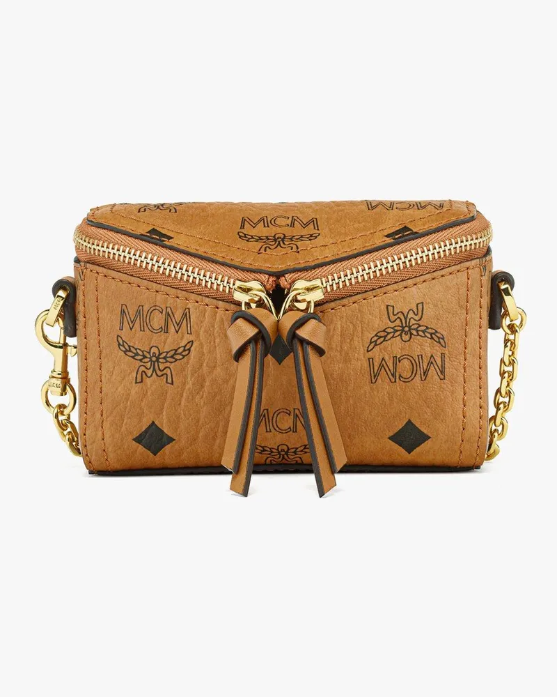 MCM Diamant 3D Charm in Visetos Cognac