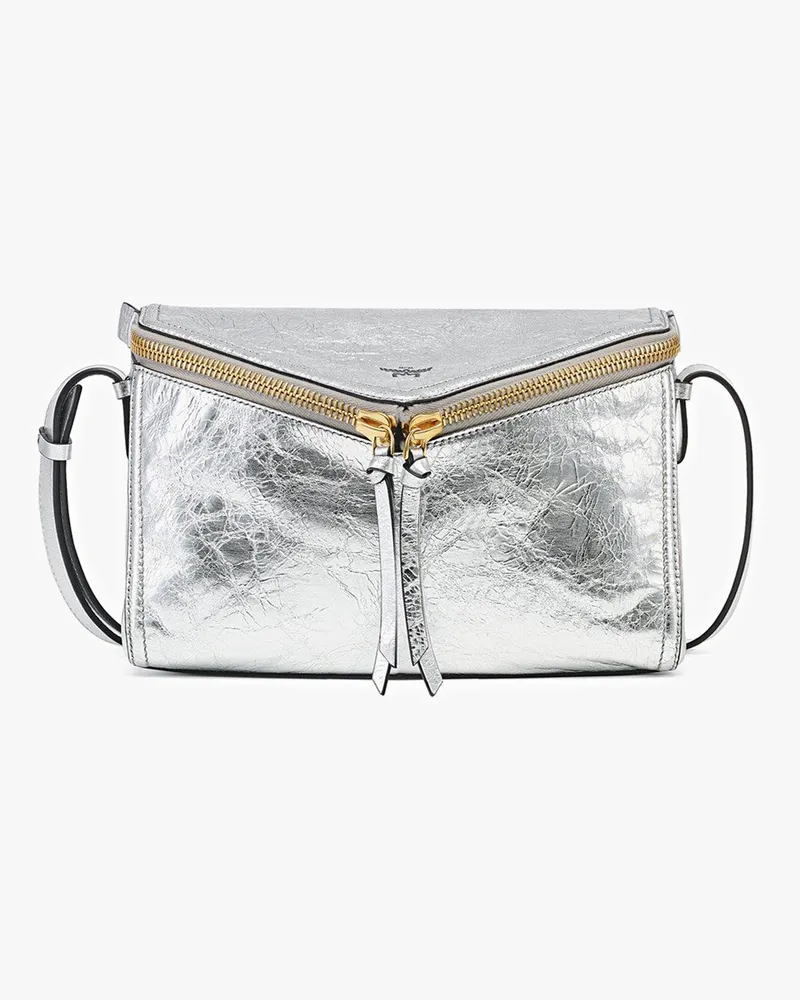 MCM Diamant 3D Schultertasche aus Kalbsleder in Metallic-Optik Silver