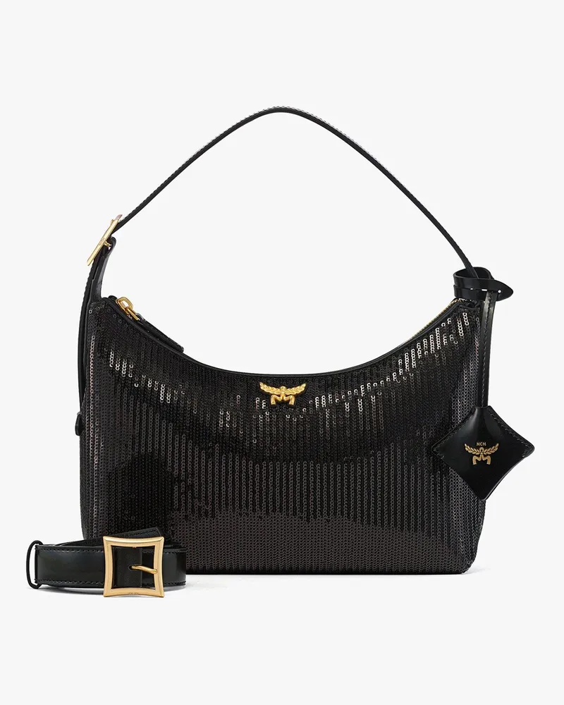 MCM Aren Hobo aus Lammleder mit Paillettenbesatz Black