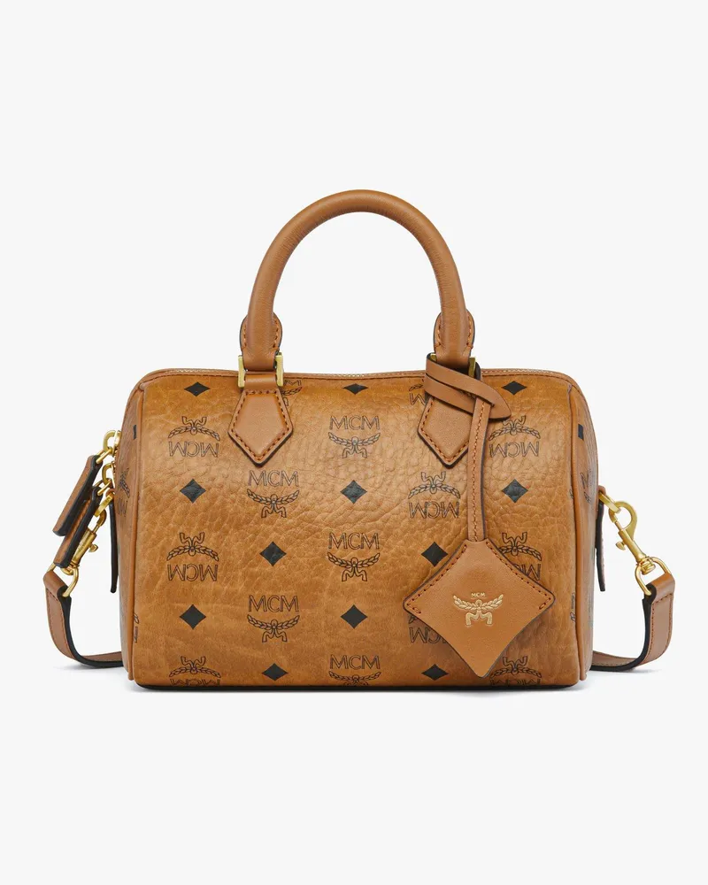 MCM Ella Boston-Tasche in Visetos Cognac