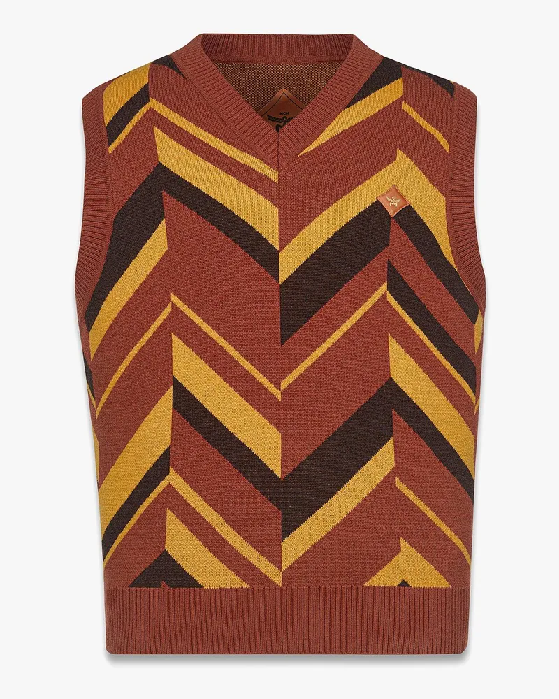 MCM Weste aus Woll-Kaschmir-Jacquard mit Mega-Fischgrätmuster Old