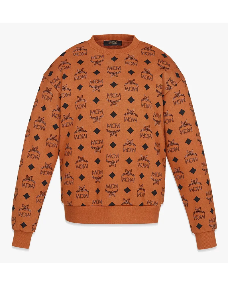 MCM Sweatshirt aus Bio-Baumwolle mit gedrucktem Maxi-Monogramm Cognac