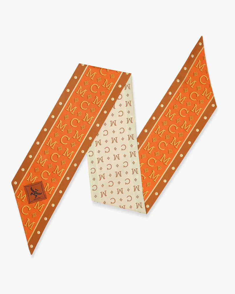 MCM Petite Schal aus Bio-Seide mit Monogramm Orangeade