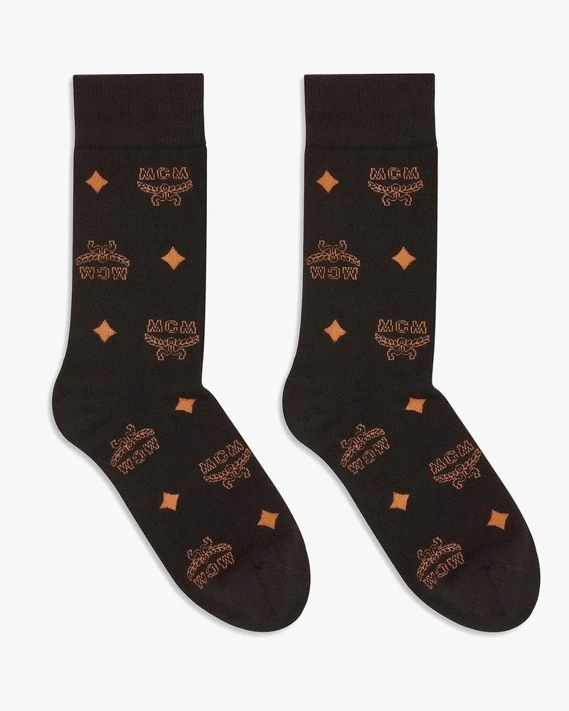 MCM Slides mit Monogramm-Print BLACK RUBBER Black