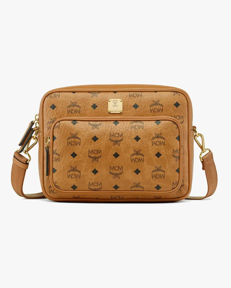 MCM Aren Umhängetasche in Visetos Cognac