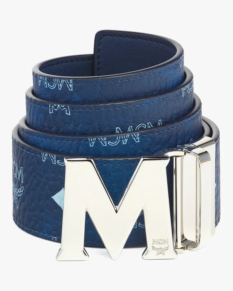MCM Claus M Wendegürtel in Visetos, 4,5 cm Blue