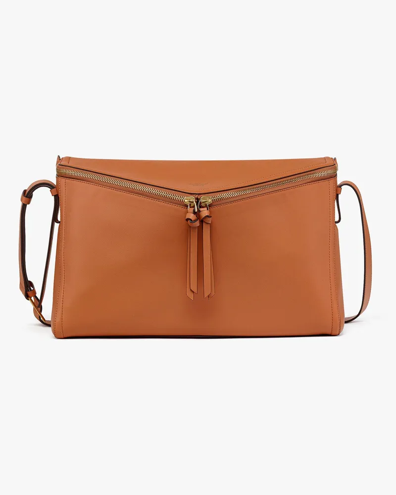 MCM Diamant 3D Schultertasche aus Kalbsleder Terracotta