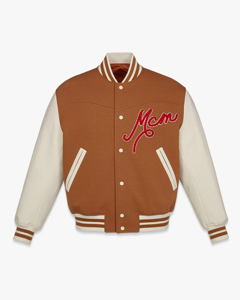 MCM College-Jacke mit gesticktem Logo Cognac