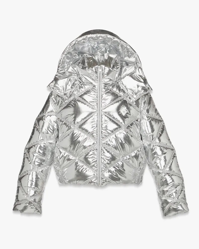 MCM Steppjacke Après-Ski aus Polyester in Metallic-Optik Silver