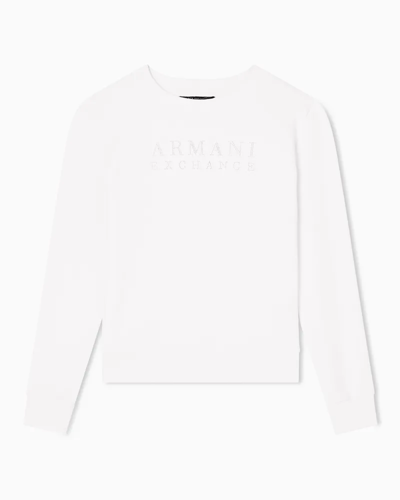 Armani Exchange TONE ON TONE LOGO LETTERING CREWNECK SWEATSHIRT Weiß