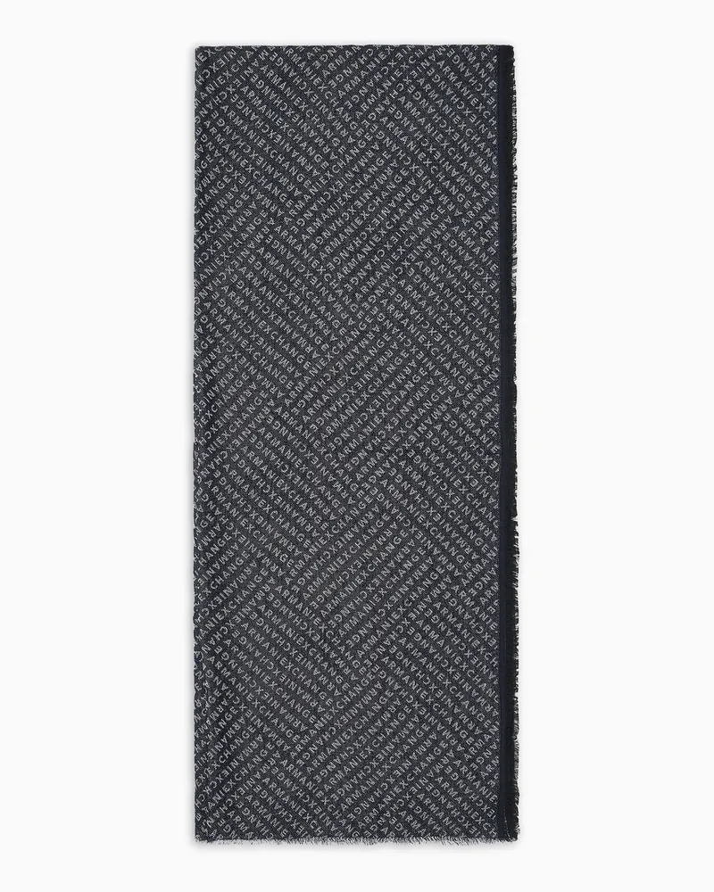 Armani Exchange Jacquard-Logo-Schal Blau