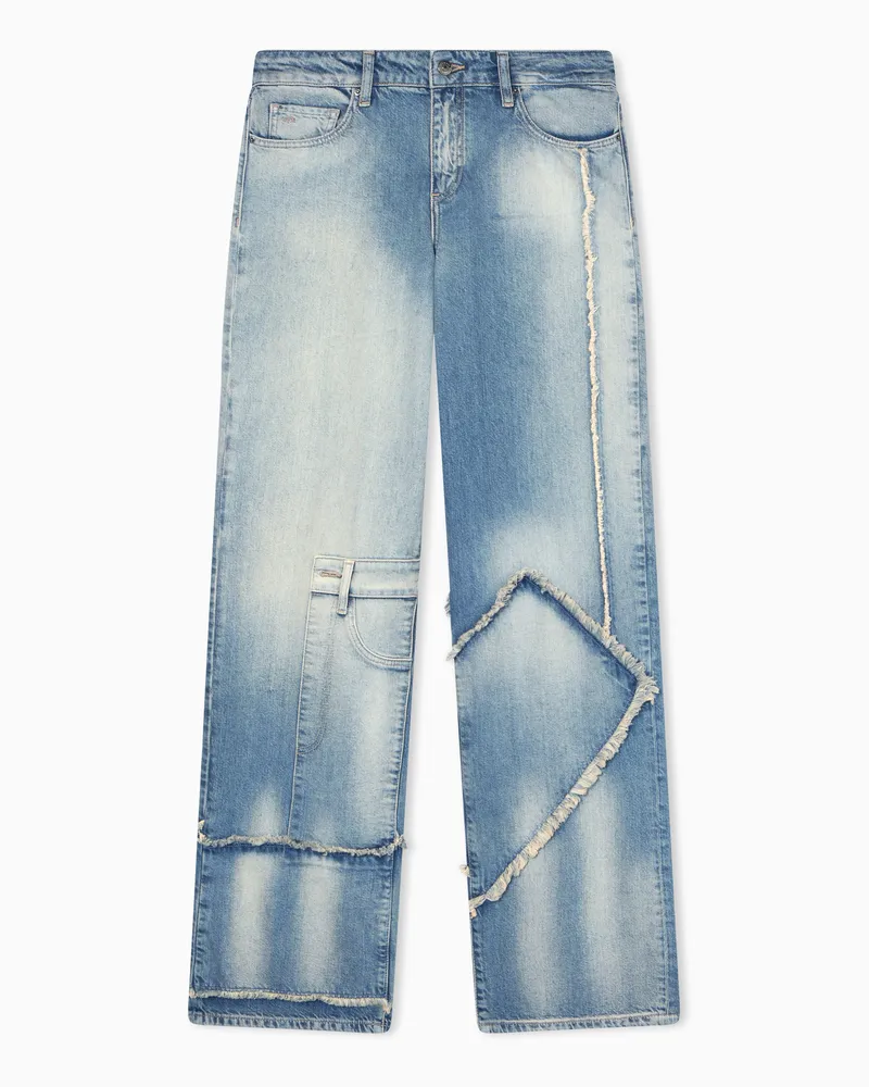 Armani Exchange Jeans mit lässiger Passform im Used-Look aus pigmentiertem Denim Blau