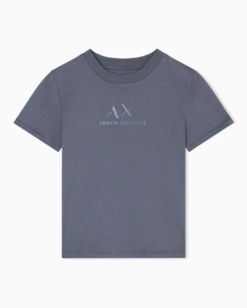 Armani Exchange T-Shirt mit normaler Passform und grafischem Logo Grau