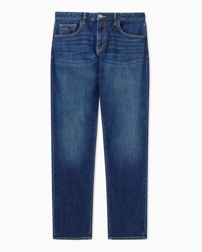 Armani Exchange Schmale Jeans aus mittelblauem Comfort Denim Blau