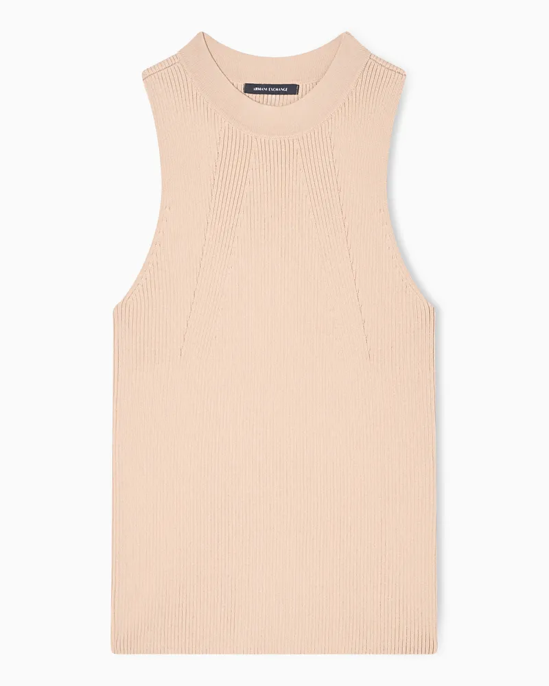 Armani Exchange Knitted Top in technical fabric Beige