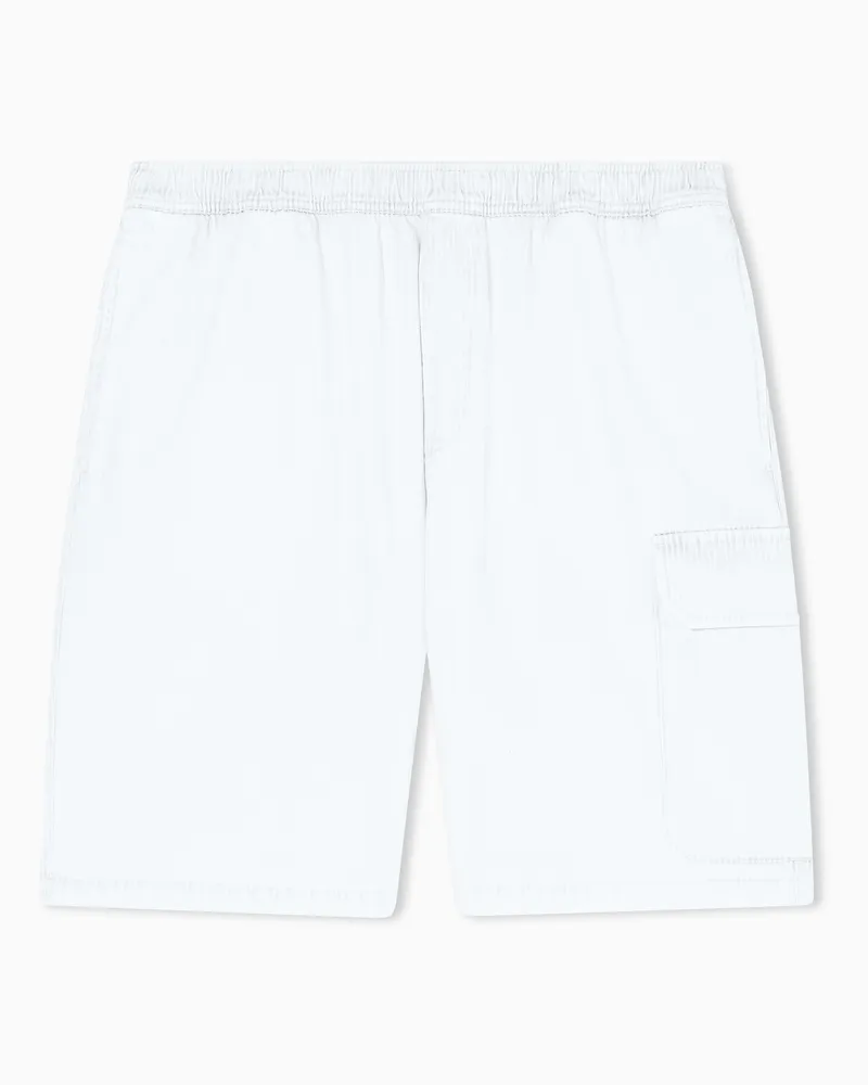 Armani Exchange Hellblaue Denim-Bermudashorts mit Used-Look Blau