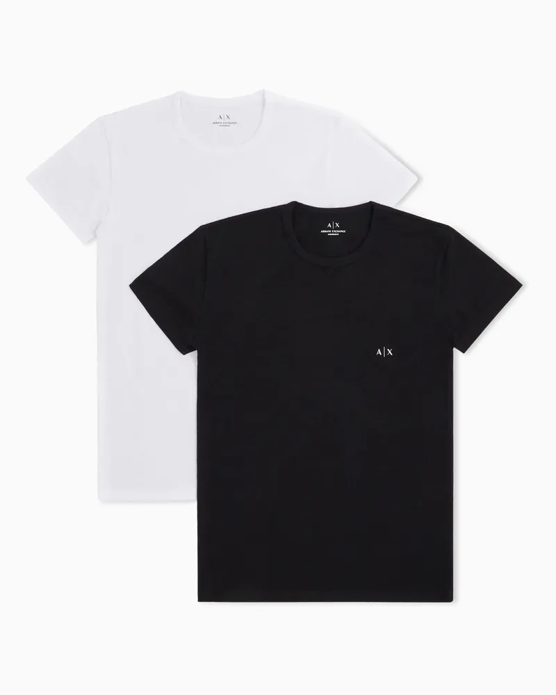 Armani Exchange Basic-T-Shirt aus Stretch-Baumwolle Zweifarbig