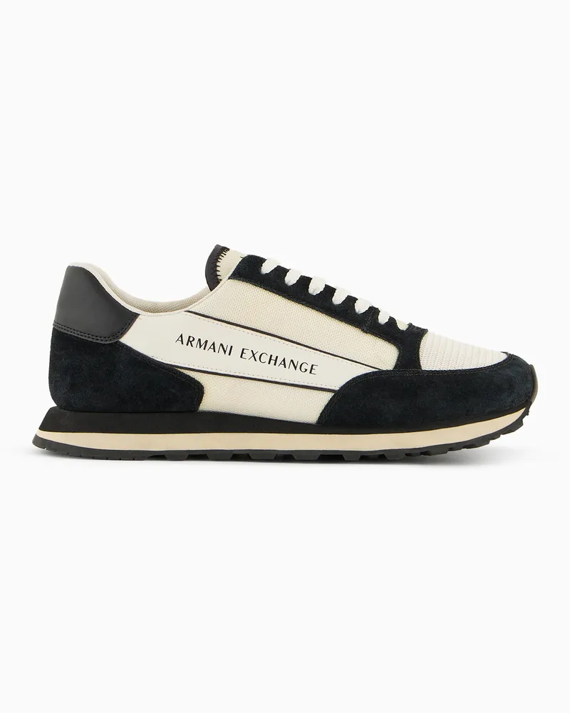 Armani Exchange Wildleder-Sneaker mit Mesh-Einsätzen Schwarz