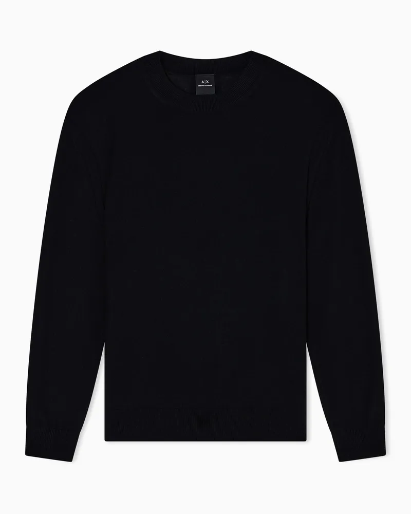 Armani Exchange Rundhalspullover aus Wollmischung Schwarz