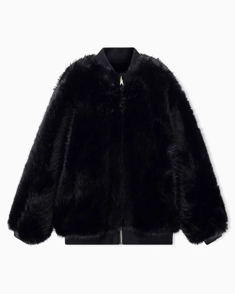 Armani Exchange Blousonjacke Up For Party regularer Schnitt aus Kunstfell Schwarz