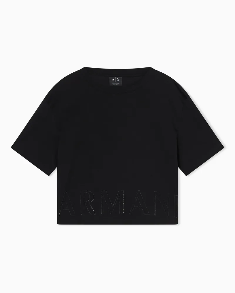Armani Exchange Cropped Cotton T-shirt Schwarz