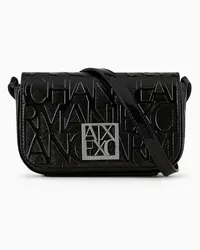 Armani Exchange Kleiner Schulterriemen mit Patte und Geprägtem Schriftzug Schwarz