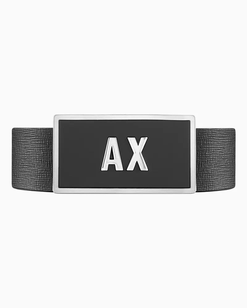 Armani Exchange Ledergürtelset mit zwei Pins Schwarz