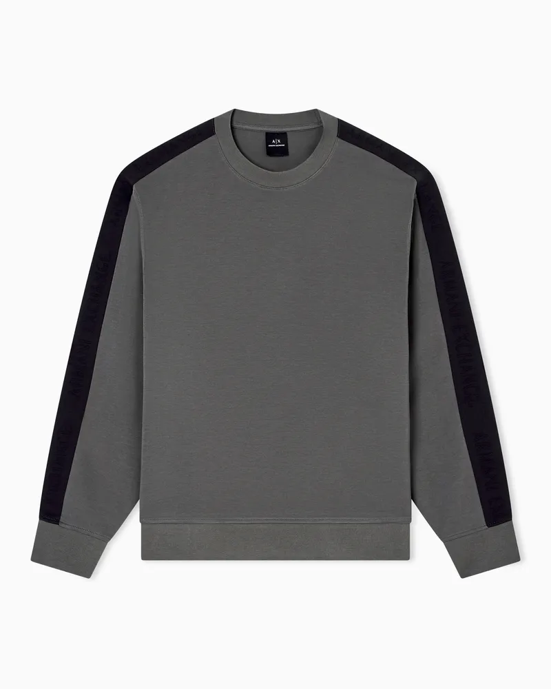 Armani Exchange Rundhals-Sweatshirt mit Logo-Streifen Grün