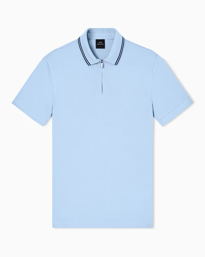 Armani Exchange Poloshirt aus Baumwolle im Regular Fit Hellblau