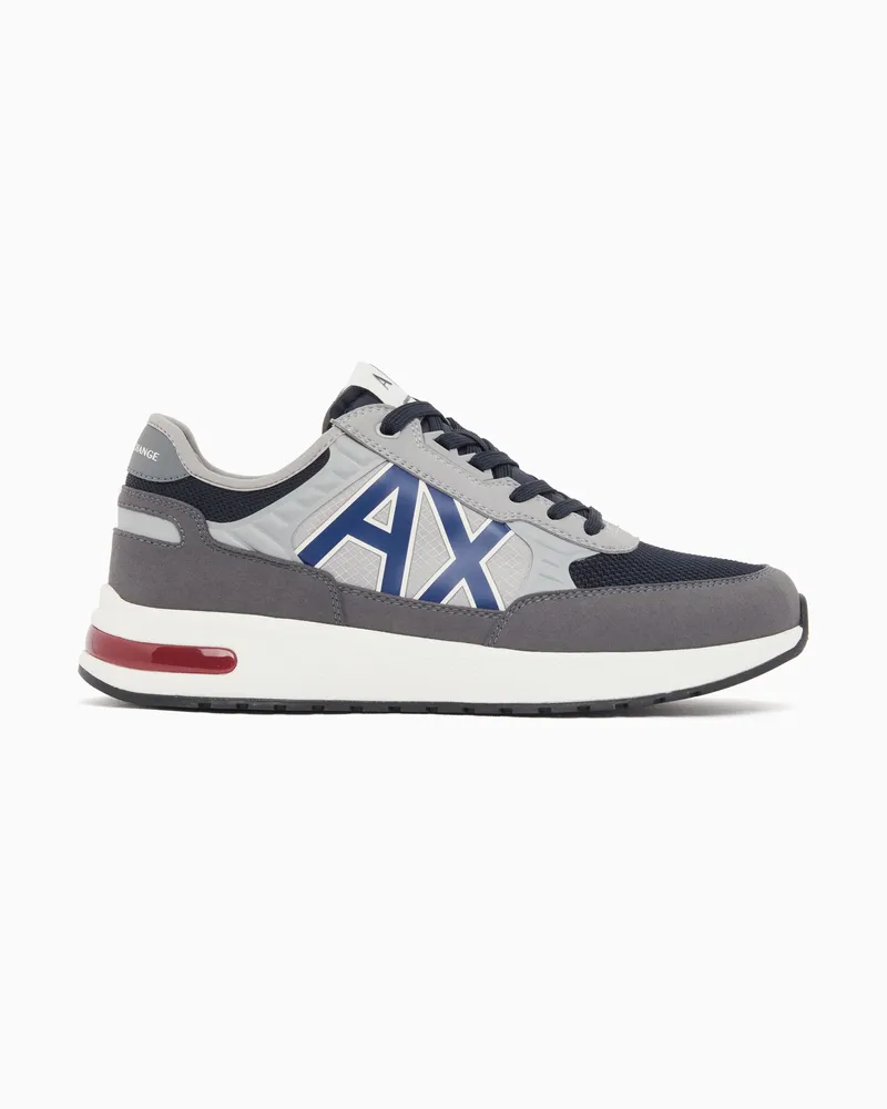 Armani Exchange Sneaker aus Nylon-Ripstop und Mesh mit Gummisohle Grau
