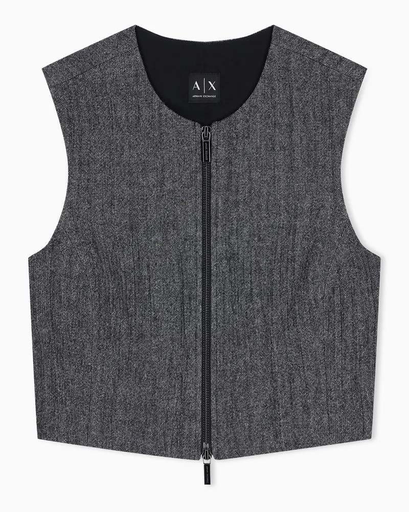 Armani Exchange Weste mit Reißverschluss aus Viskose und Schurwolle Grau