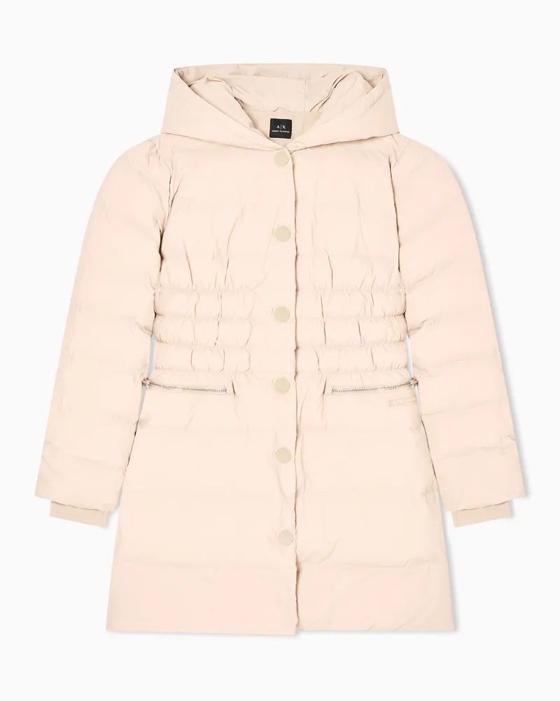 Armani Exchange Nylon-Taftjacke mit Kapuze Kamel