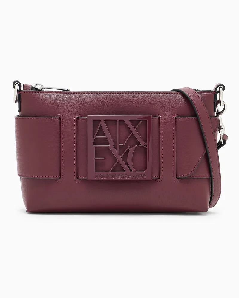 Armani Exchange Umhängetasche in Farbblockoptik mit Maxi-Logo Burgunderrot