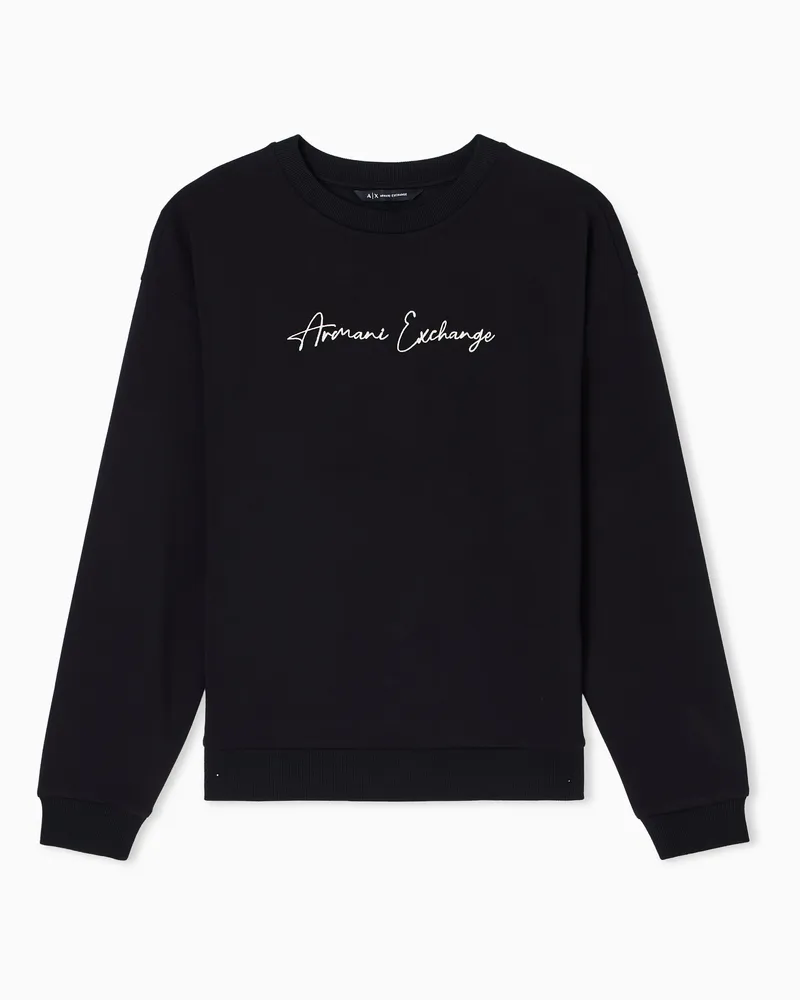 Armani Exchange Basic Sweatshirt mit Rundhalsausschnitt Schwarz