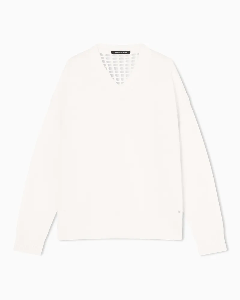 Armani Exchange Oversize-Pullover mit perforiertem Rücken Weiß