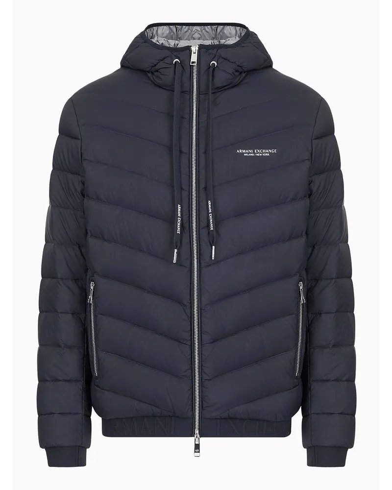 Armani Exchange Gefütterte Daunenjacke Marineblau