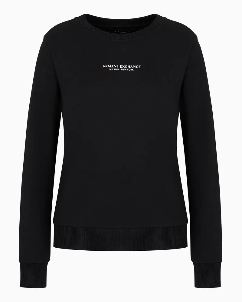 Armani Exchange Sweatshirt mit Rundhalsausschnitt aus Milan/New York French Terry Schwarz
