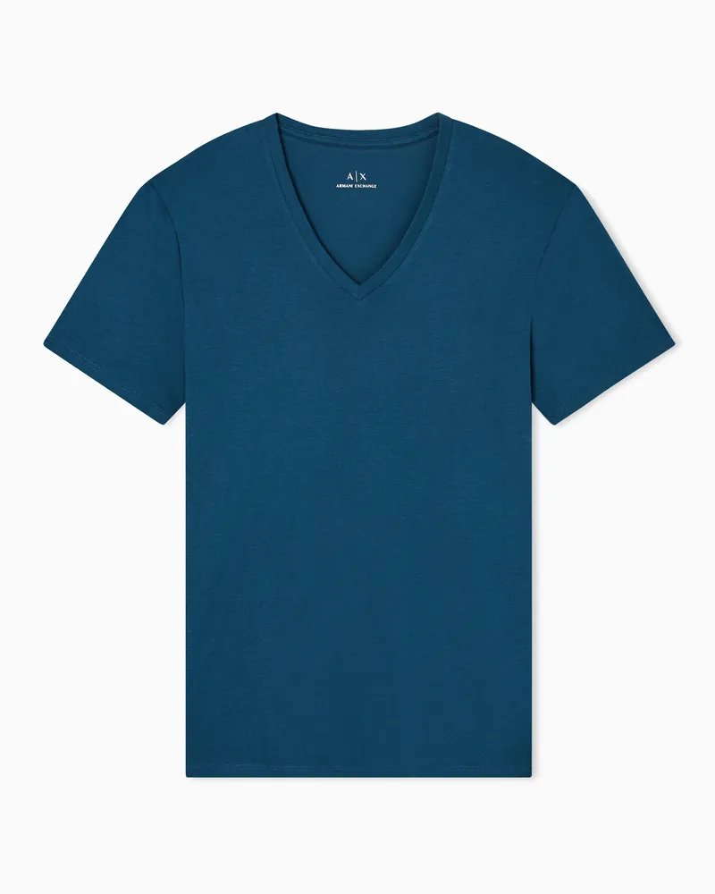 Armani Exchange T-Shirt Slim Fit Passform aus Pima-Baumwolljersey Blau