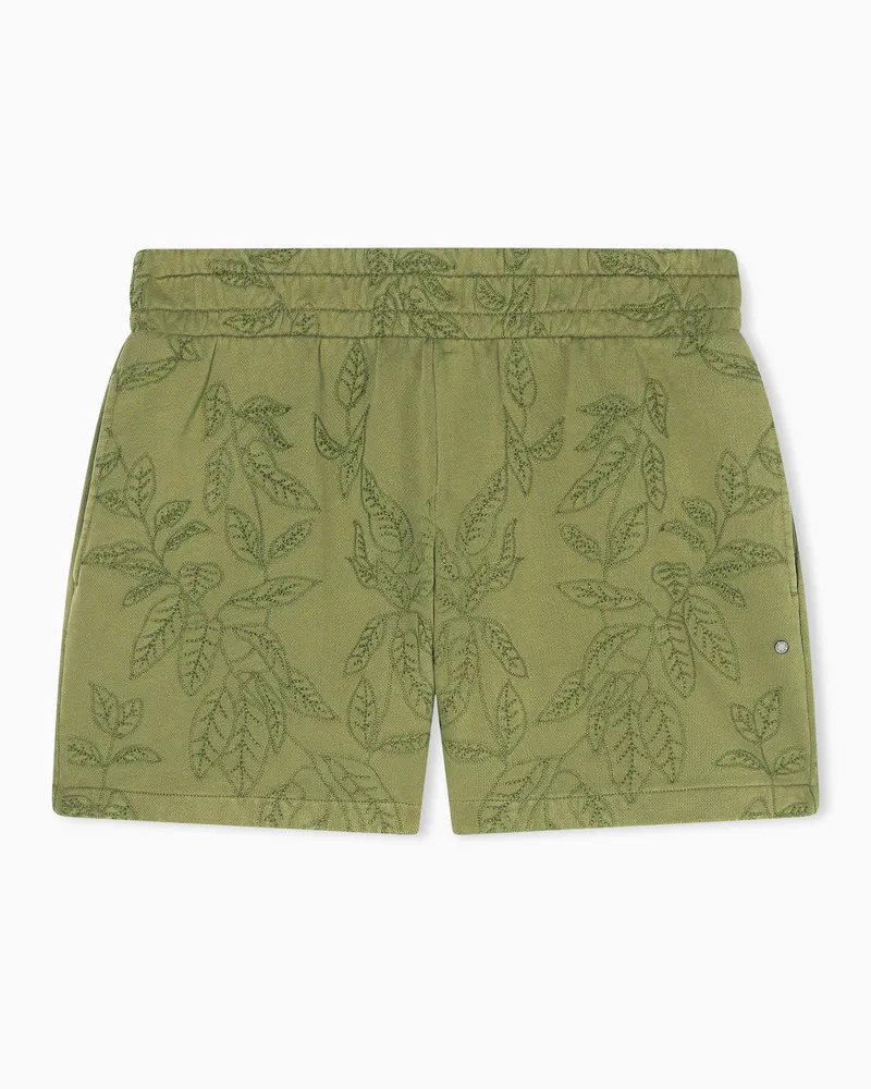 Armani Exchange Stückgefärbte Shorts aus Baumwoll-French-Terry Grün