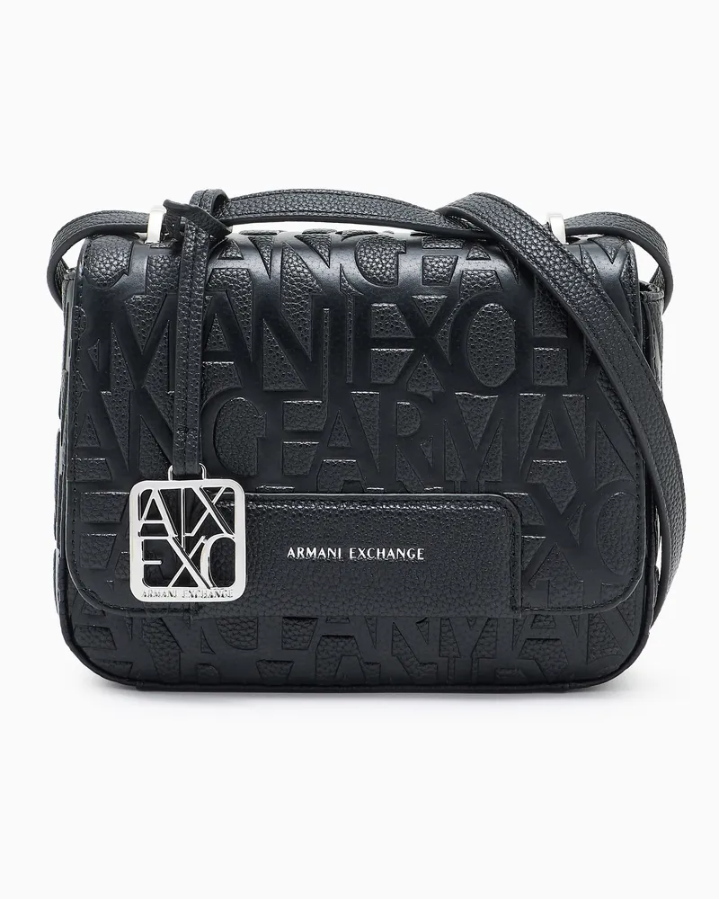 Armani Exchange Schultertasche mit Allover-Logo Schwarz