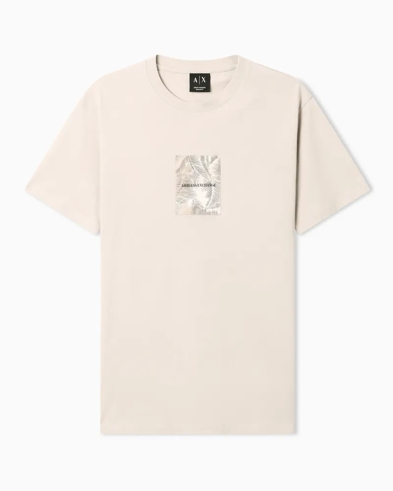 Armani Exchange Regular Fit T-shirt in Classic Cotton Jersey Beige