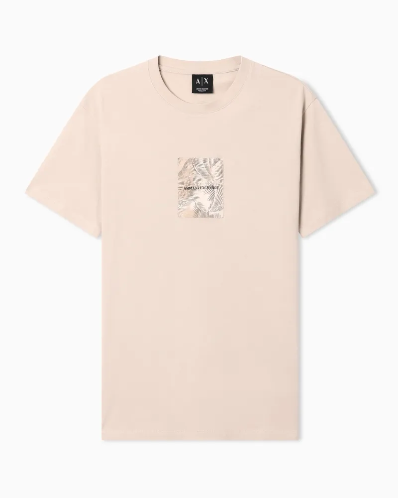 Armani Exchange Regular Fit T-shirt in Classic Cotton Jersey Beige
