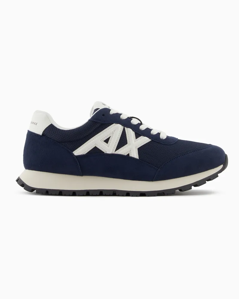Armani Exchange Sneaker aus Mesh mit Schnürung und robuster Gummisohle Marineblau