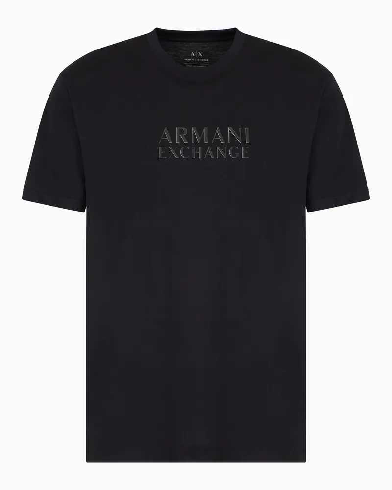 Armani Exchange T-Shirt mit normaler Passform und ASV-Logo Schwarz