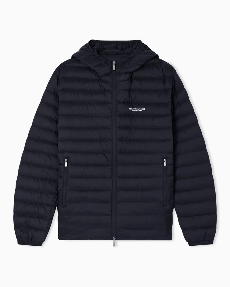 Armani Exchange Daunenjacke mit durchgehendem Reißverschluss und Kapuze Schwarz