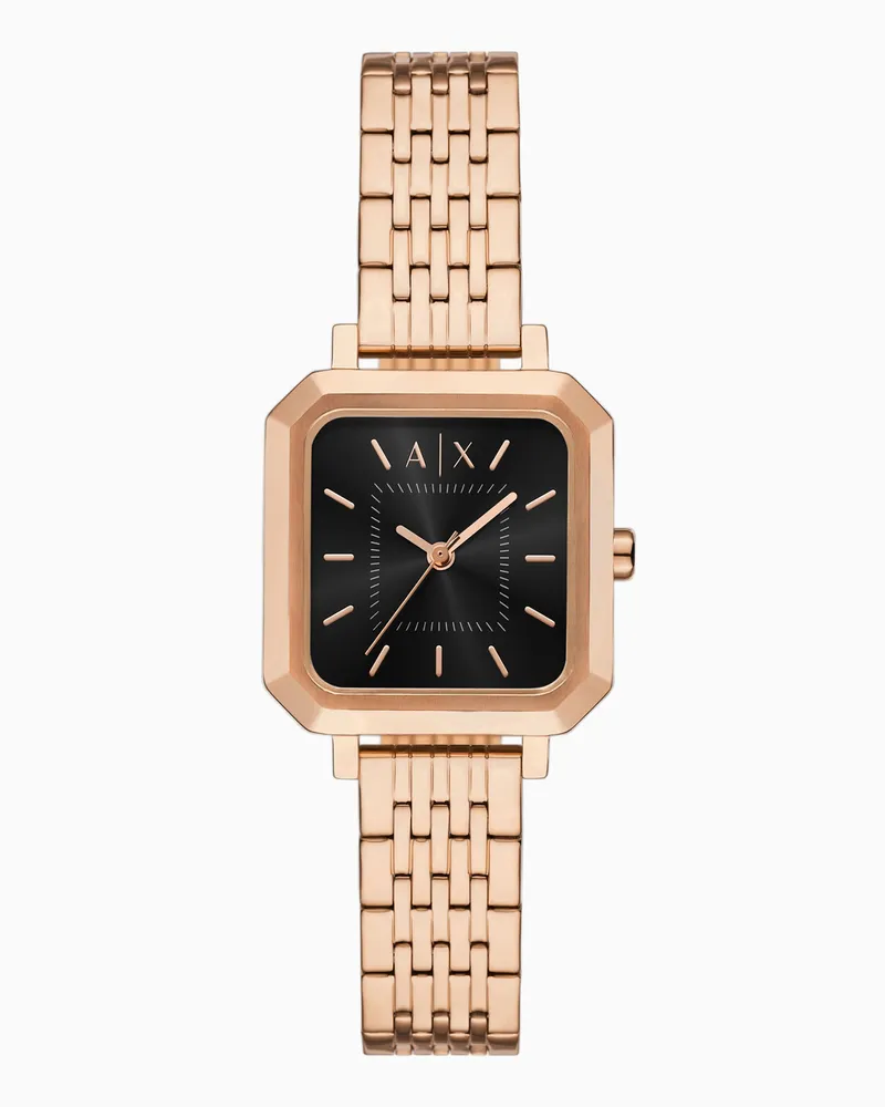 Armani Exchange Dreizeigeruhr mit Armband aus roségoldfarbenem Edelstahl Mehrfarbig
