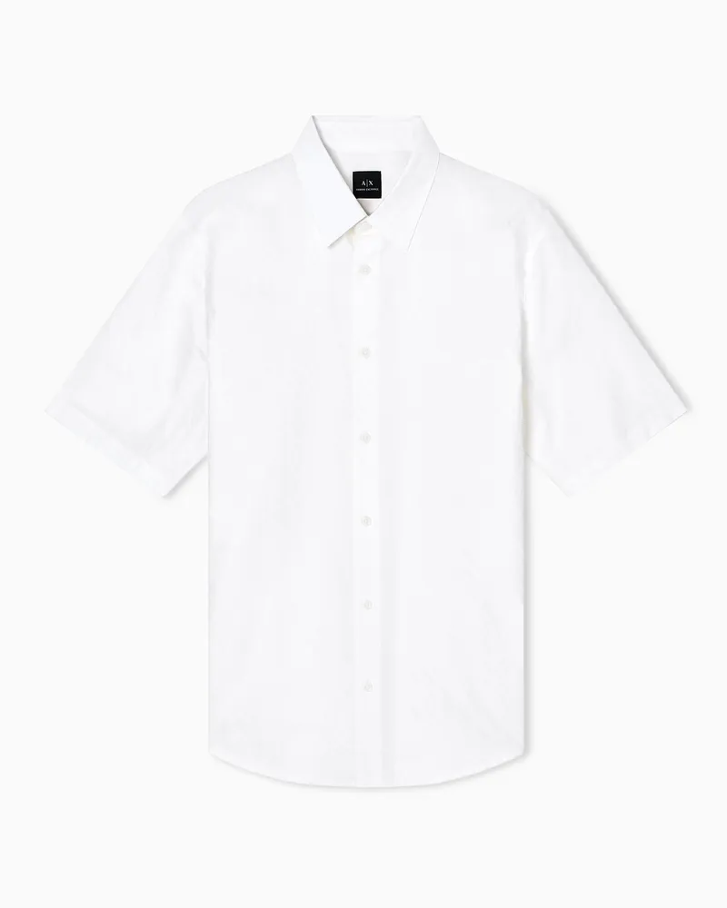 Armani Exchange Kurzärmeliges Jacquard-Hemd aus Baumwolle Weiß